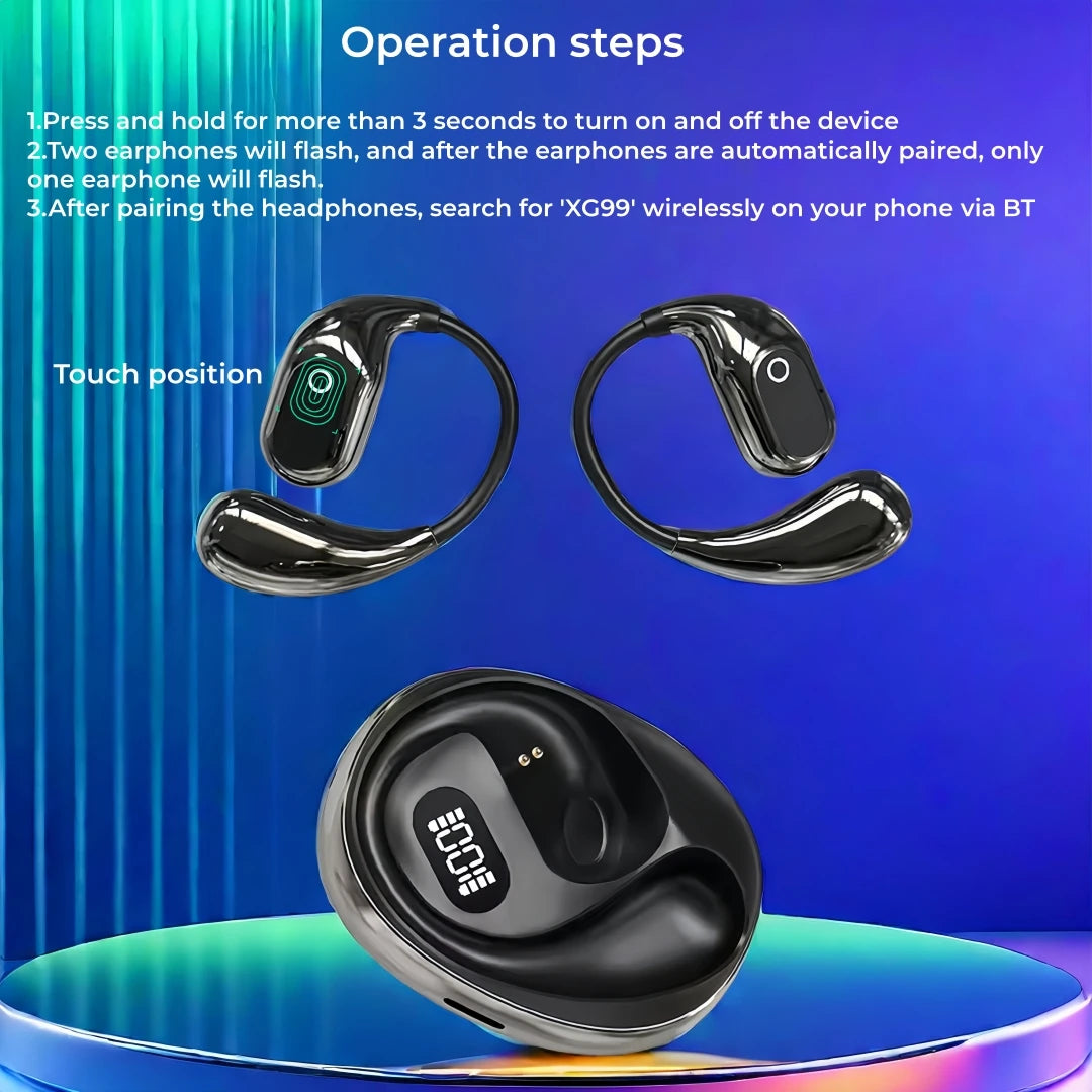 Auriculares Bluetooth 80h Pantalla LED con Gancho