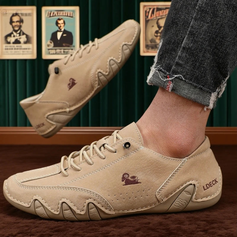 Botines para hombre con costuras a la moda, zapatos informales ligeros y cómodos para caminar, tenis transpirables, zapatos para conducir al aire libre