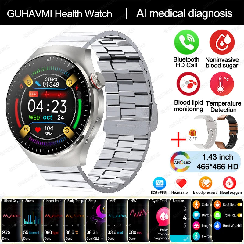 Reloj Inteligente Médico ECG Glucosa Ácido Úrico