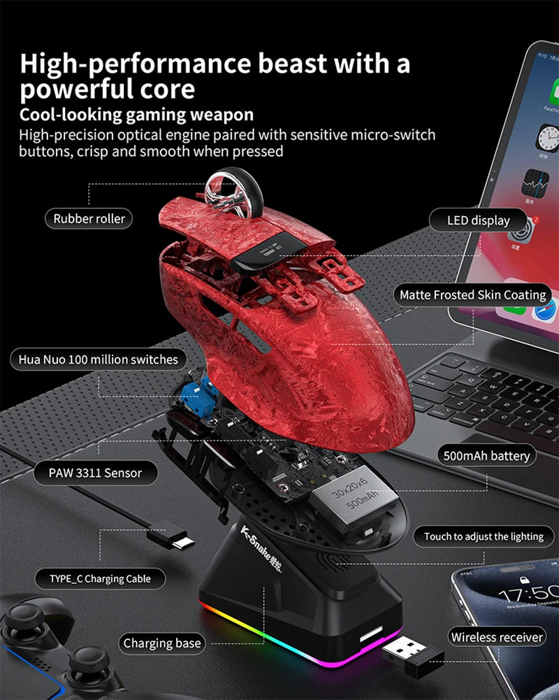 Ratón Inalámbrico Bluetooth Lenovo para Gaming, 35K DPI, Recargable USB-C