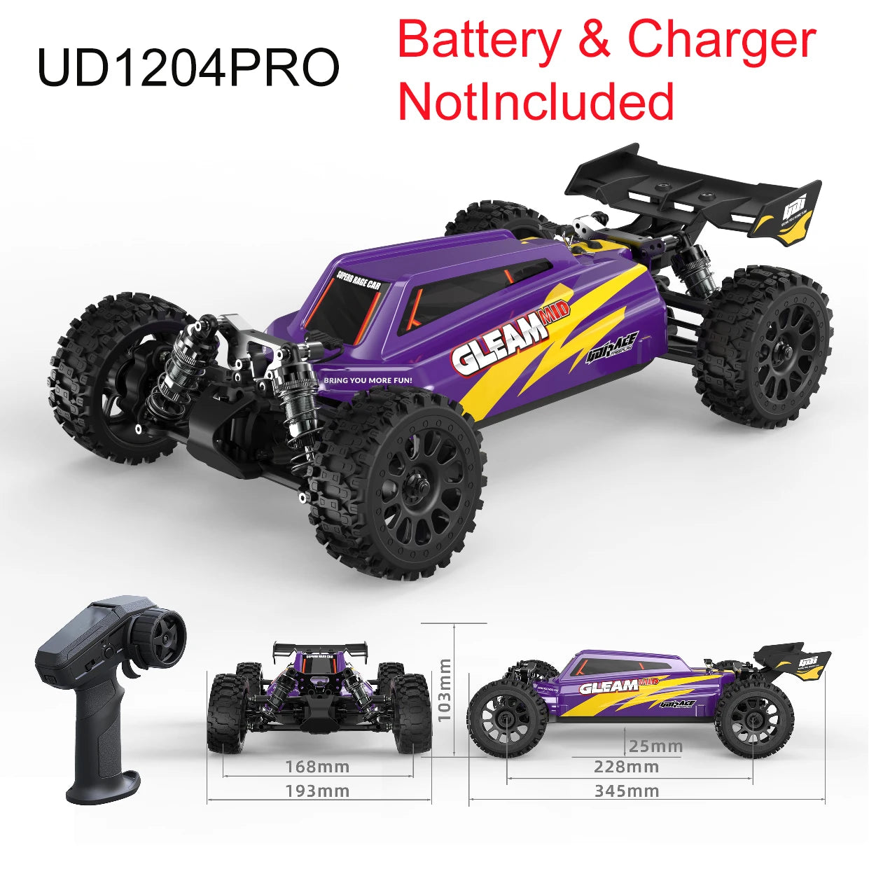 Camioneta RC 1/12 4WD sin Escobillas, Ultra Rápida, Todoterreno para Desierto
