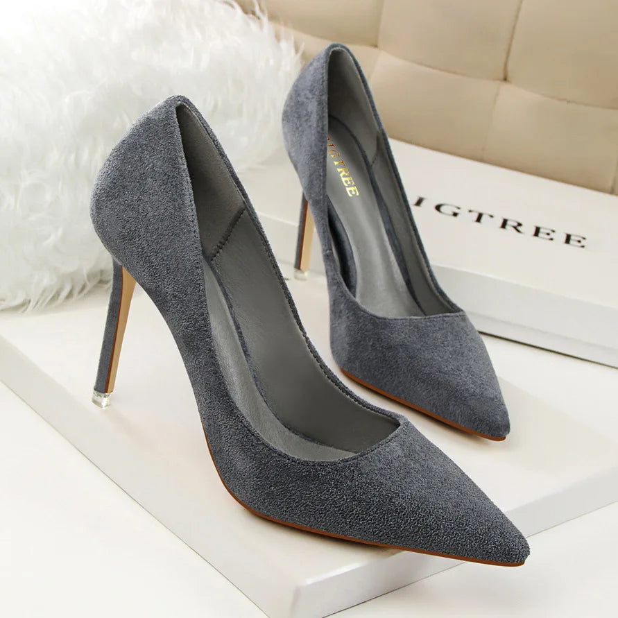 Zapatos de Tacón Alto 9cm para Mujer - Gamuza, Tallas Grandes