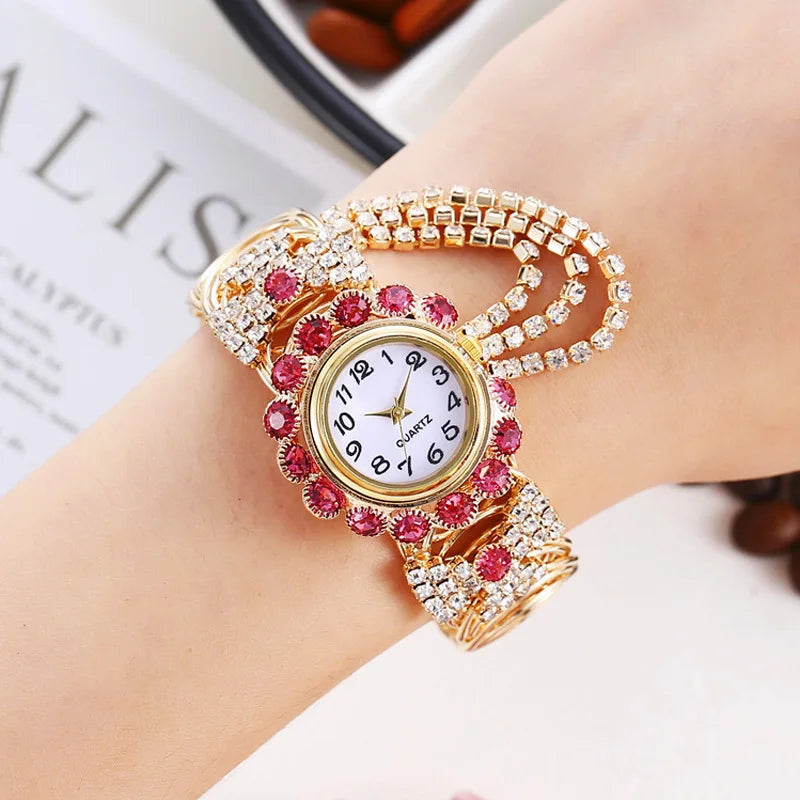 Reloj de Cuarzo de Lujo con Brazalete Dorado Mujer