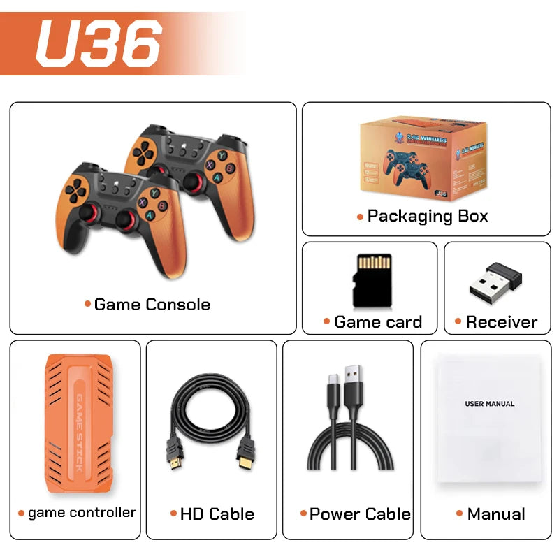 Nuevo Control de Videojuegos Retro U36 con 128 GB y Más de 50000 Juegos, Consola de Juegos Portátil para TV, Videojuego HD 4K, Regalo
