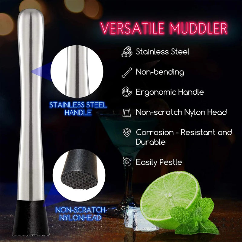 Muddler de Cóctel Acero Inoxidable con Cuchara