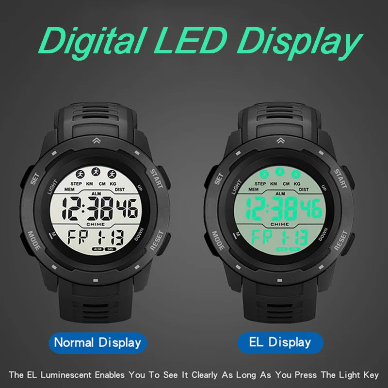 Reloj Digital LED Deportivo Hombre Cronómetro Agua