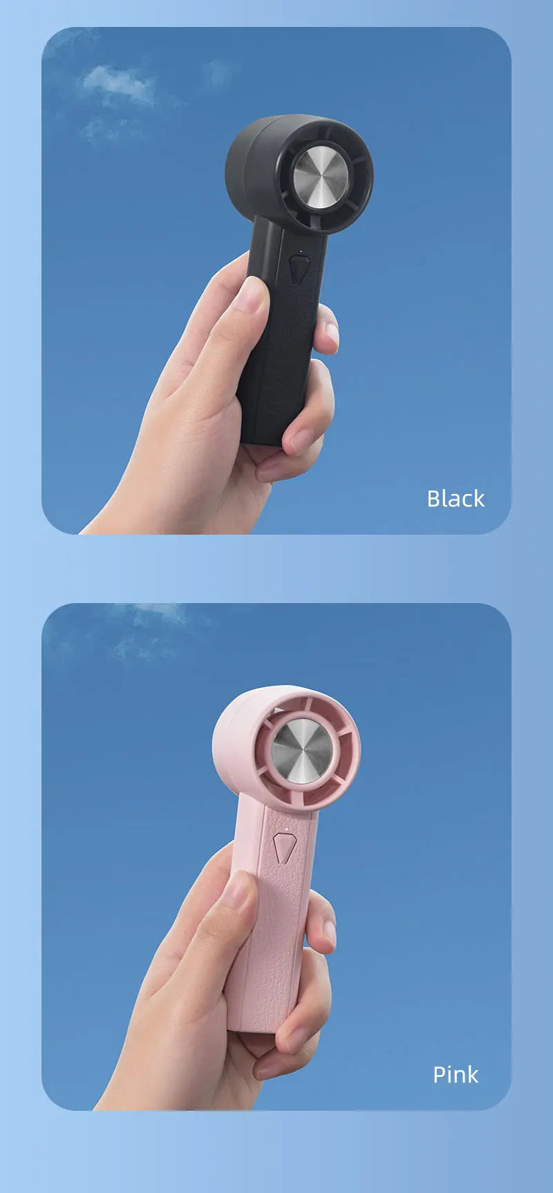 Ventilador portátil de mano, Mini ventilador de carga USB para el hogar de 1800mAh, carga USB de alta velocidad, ventilador de mano de refrigeración para acampar al aire libre