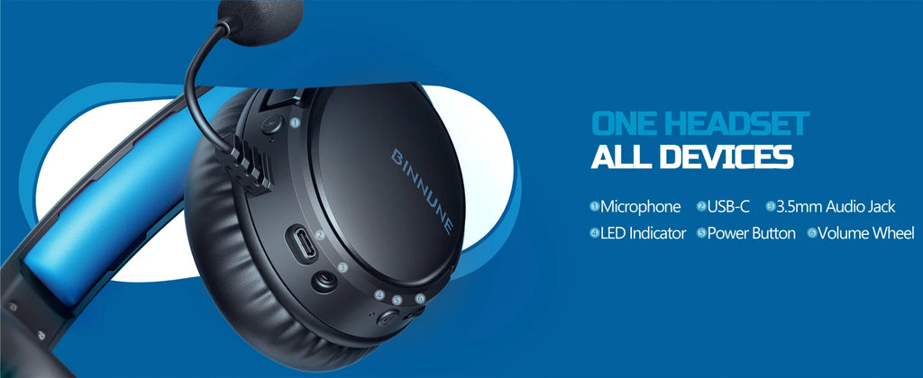 BINNUNE BW02 Auriculares Gaming Bluetooth 5.2