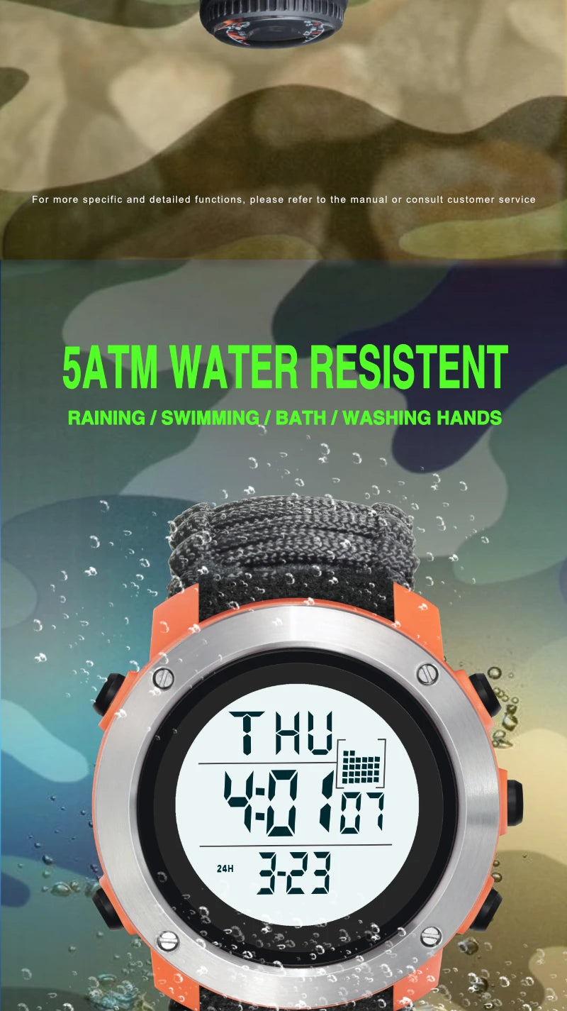 Reloj Digital Deportivo SHIYUNME con Brújula, Termómetro y LED Militar