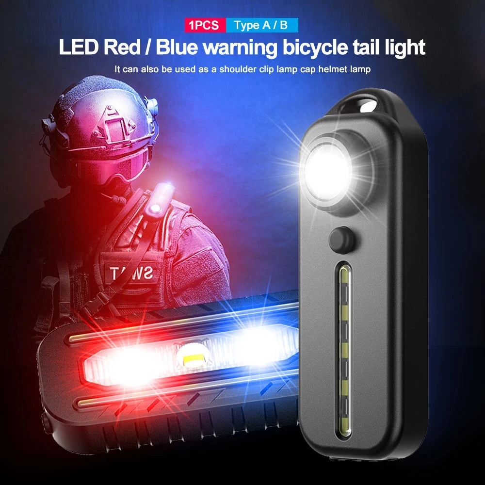 Mini linterna LED recargable por USB para bicicleta, linterna de bolsillo portátil, llavero, lámpara, luz trasera de bicicleta, luz de advertencia de Flash