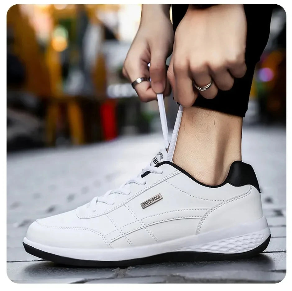 Zapatillas de deporte para hombre, zapatos deportivos informales, zapatos de cuero para caminar al aire libre para hombre, fondo suave para las cuatro estaciones