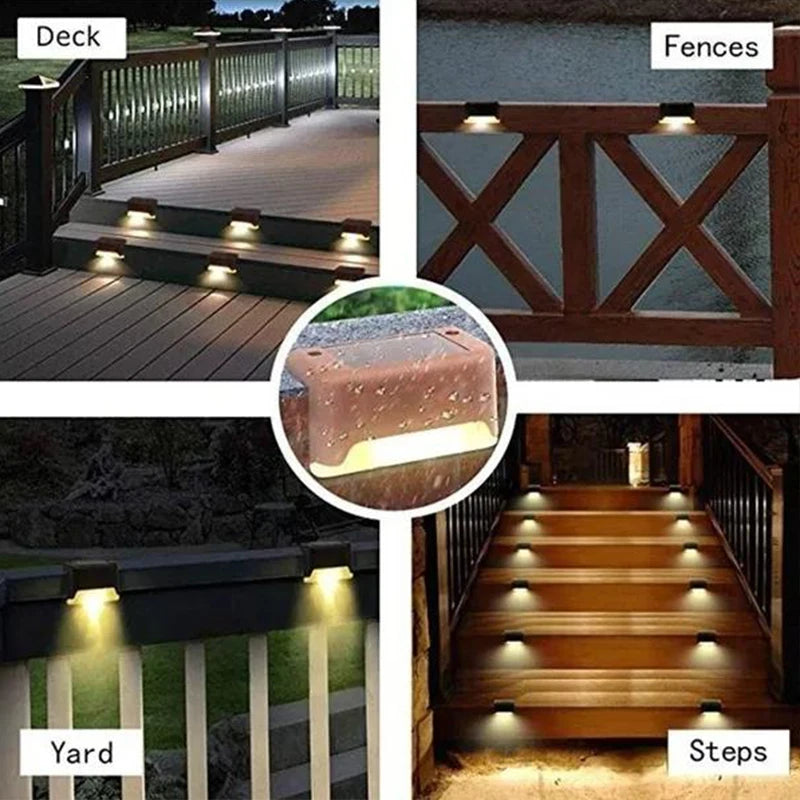 32/24/16/12/8/4 Uds luces solares para cubierta luces LED impermeables para exteriores para valla lámpara de paso de jardín para Patio escaleras barandilla camino paso