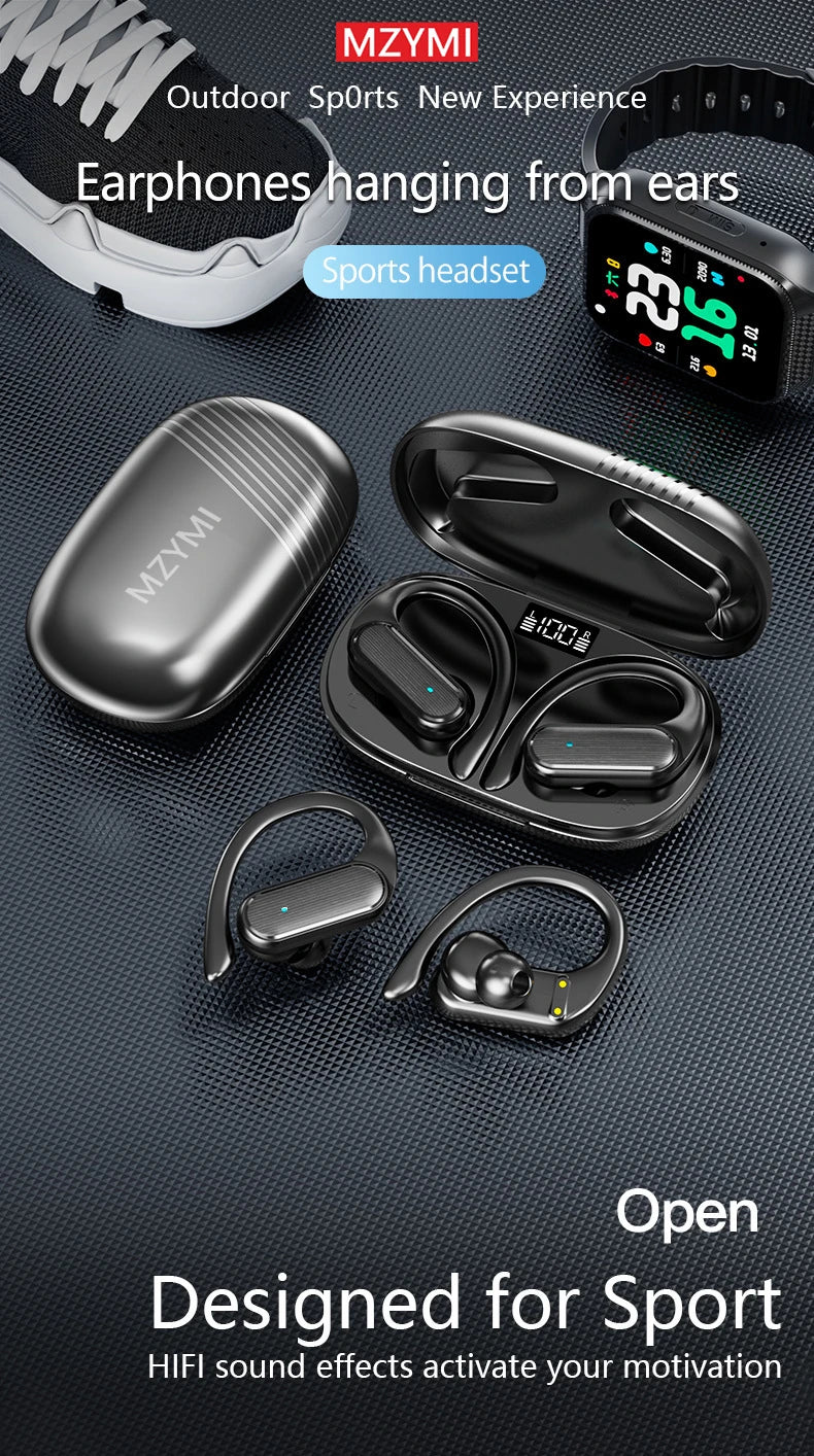 MZYMI Auriculares Bluetooth 5.3 Pantalla Digital