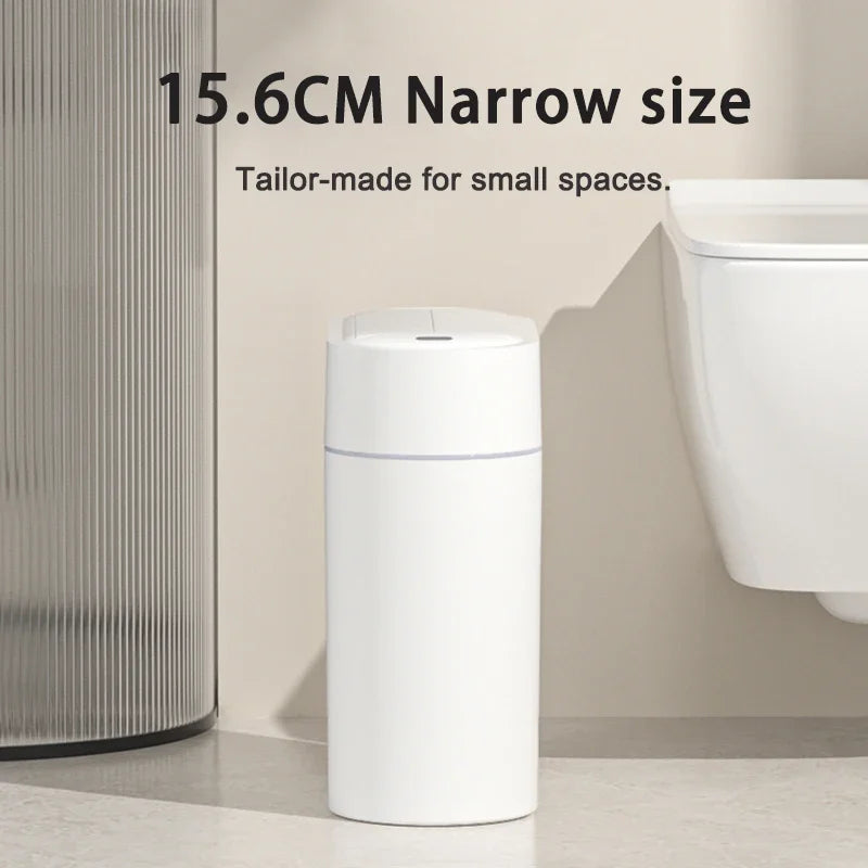 Cubo de basura con Sensor con tapa, cubo de basura de adsorción de ensacado automático bidireccional de 9L, cubo de basura de montaje en pared con hendidura estrecha para el hogar y la cocina