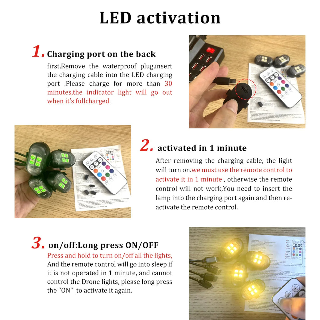 Kit de luz LED recargable para coche, luz LED que cambia de Color RGB con Control remoto, lámpara de ambiente decorativa para motocicleta y coche