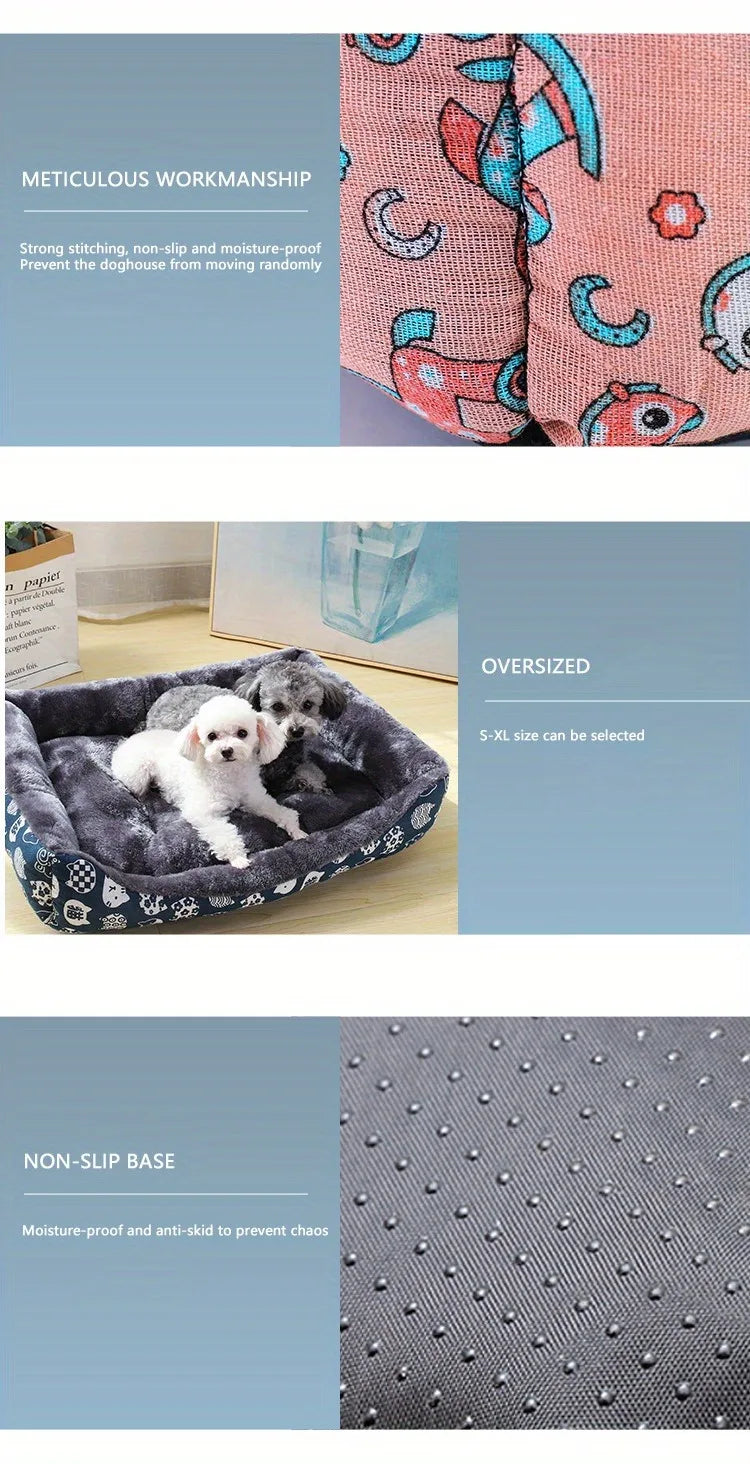 Cama Acolchada con Bordes para Perros y Gatos — Todos los Tamaños