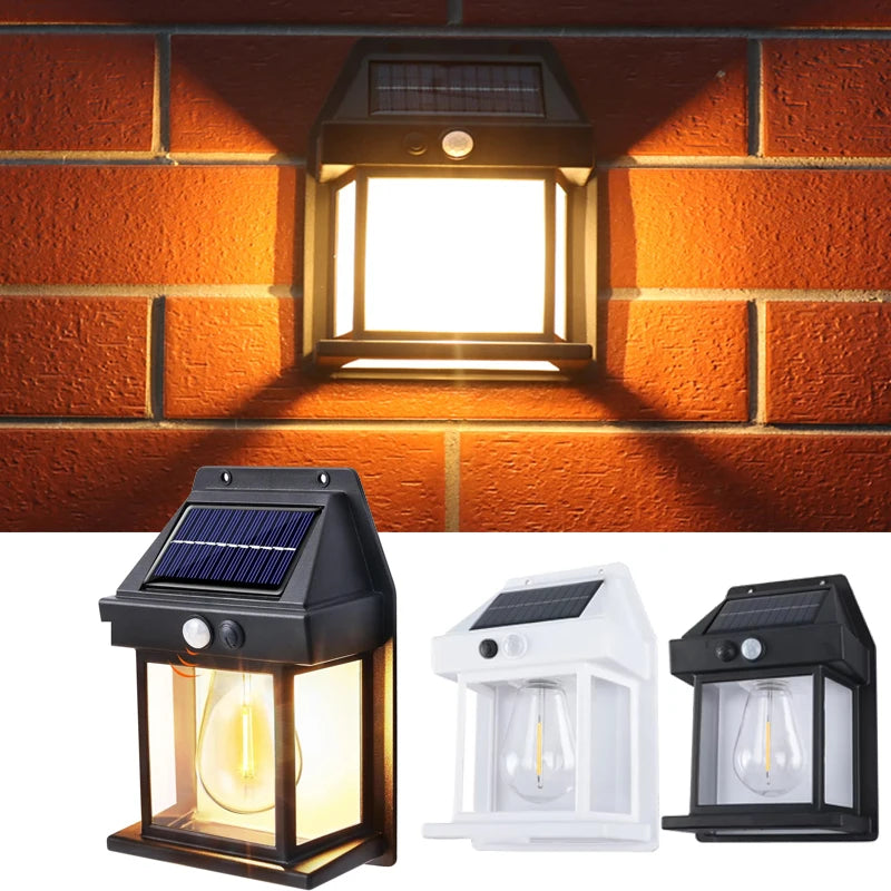 Lámparas Solares de Pared Exterior con Sensor de Movimiento Retro