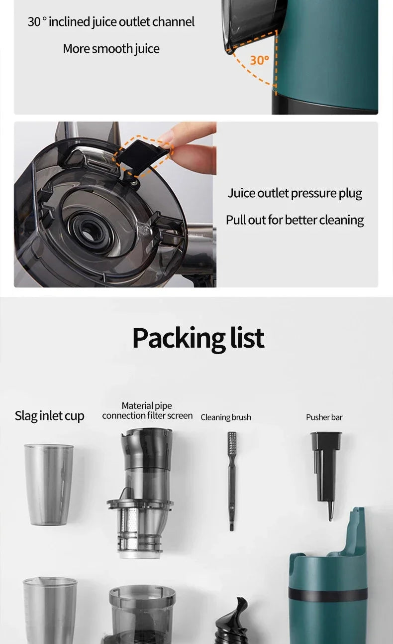 Exprimidor Lento de Prensa Fría — Tornillo Extractor 43 RPM