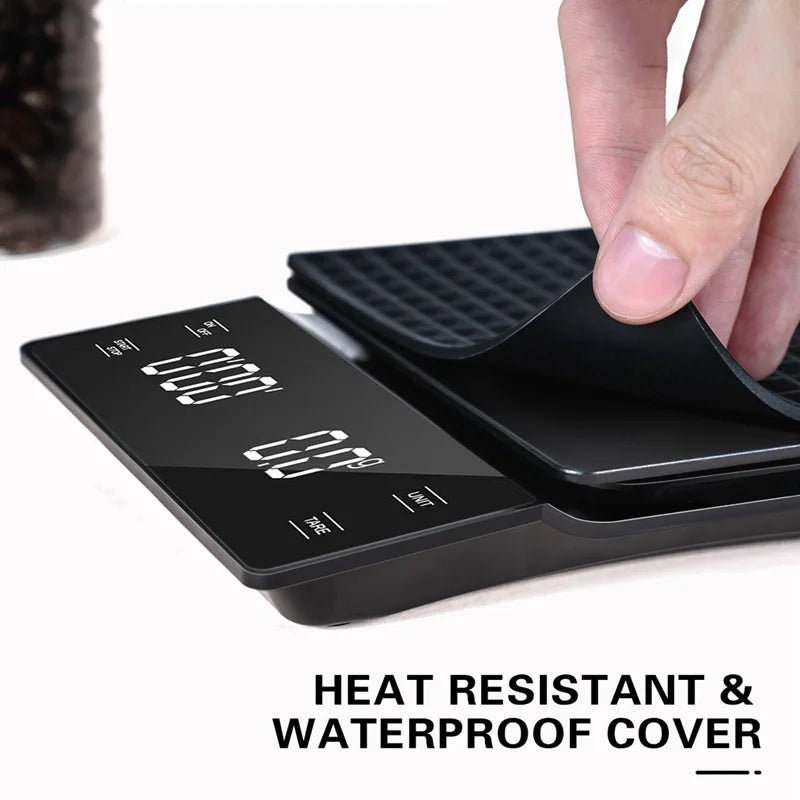 Báscula de café de 3kg/0,1g con temporizador, herramientas de cocina, báscula Digital multifunción para verter sobre goteo, báscula para Espresso, pantalla LCD