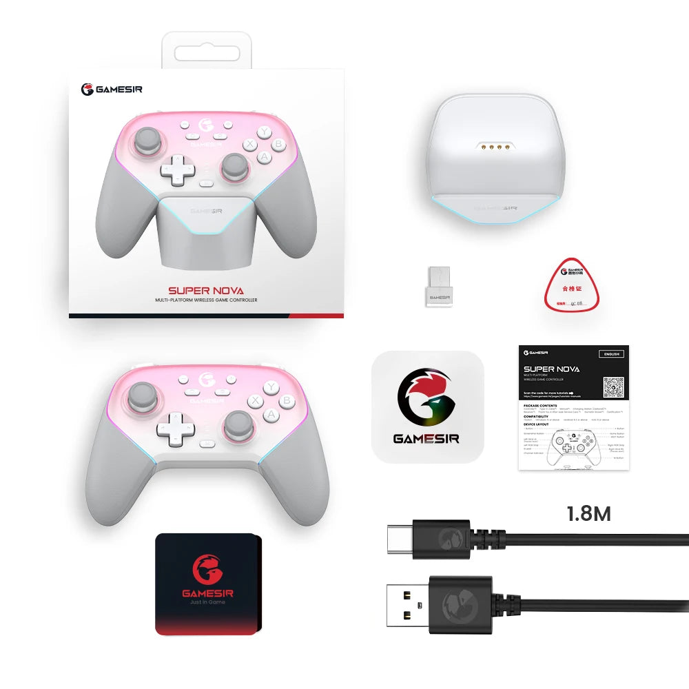Gamepad GameSir Super Nova Bluetooth con base de carga controlador de juegos inalámbrico para Nintendo Switch 2 iPhone Android teléfono PC