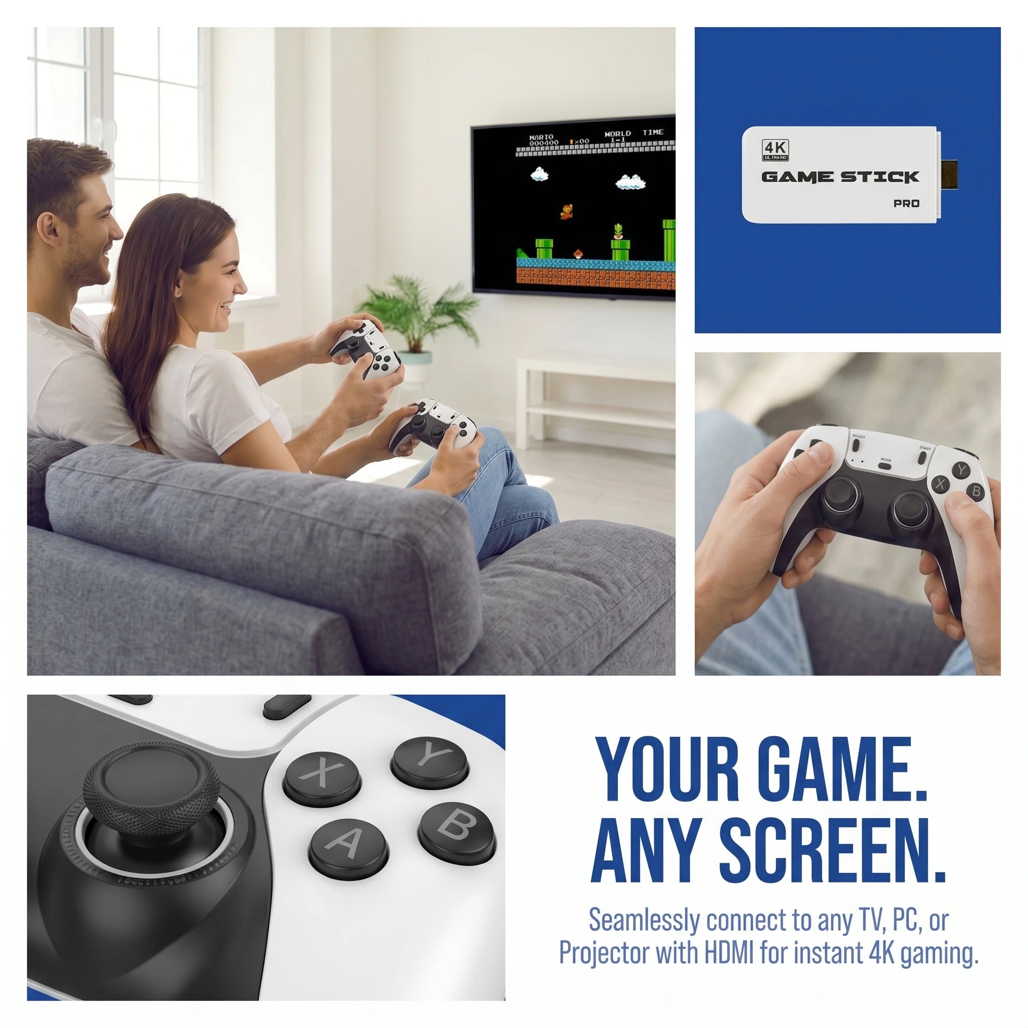 Consola de juegos retro 2026, con más de 2000 juegos clásicos incorporados y 64 GB de almacenamiento masivo, controlador inalámbrico plug and play, compatible con HDMI 4K