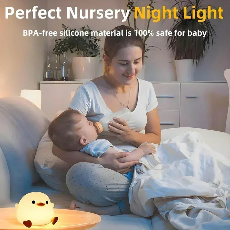 Lámpara Nocturna Do Do Duck, Lámpara de Noche de Silicona Suave para Habitación Infantil, Lámparas de Mesa Táctiles Recargables por USB para Dormitorios, Decoración de Sala de Estar