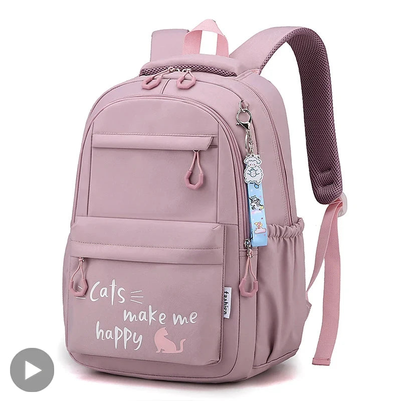 Mochila Escolar Rosa para Niñas y Adolescentes