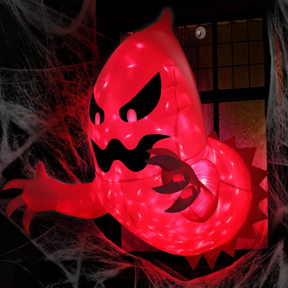 Fantasma de ventana gigante grande de 70cm, fantasma aterrador de Halloween que viene fuera de la ventana, fiesta inflable, decoración de césped y jardín exterior