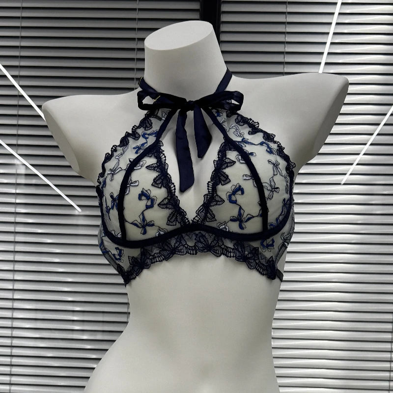 Conjunto de Bralette y Bragas con Bordado Mariposa para Mujer