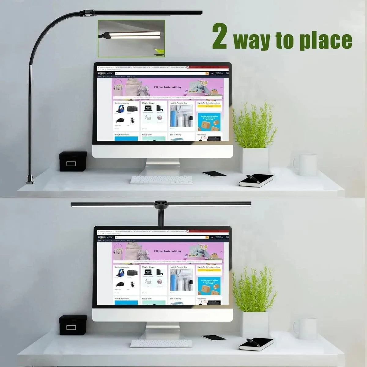 Lámpara de Escritorio LED de Doble Cabezal con Clip, Regulable, para Monitor de Computadora, Lámpara de Mesa para Arquitectos, para Oficina, Lectura
