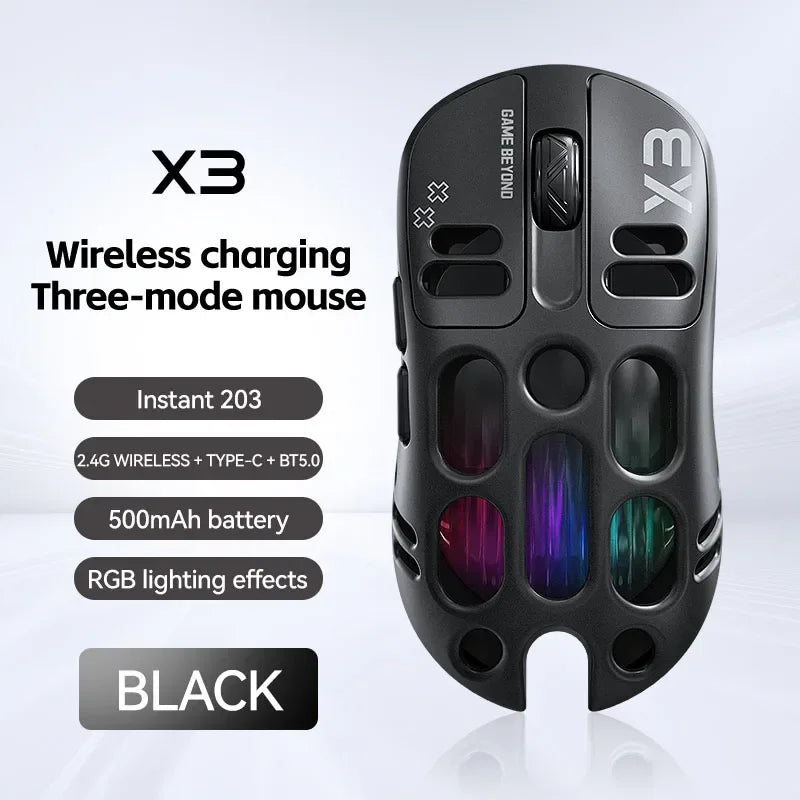 Mouse Gamer Lenovo X3 Triple Modo, RGB, Bluetooth, USB-C, Recargable