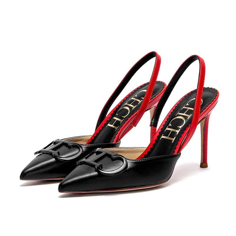 Stilettos de Mujer Punta Fina con Tiras y Plataforma 9 cm