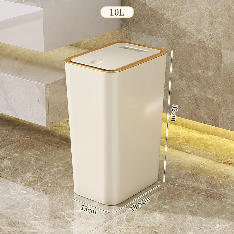 Cubo de basura nórdico de 10 L con tapa de un toque y desodorante