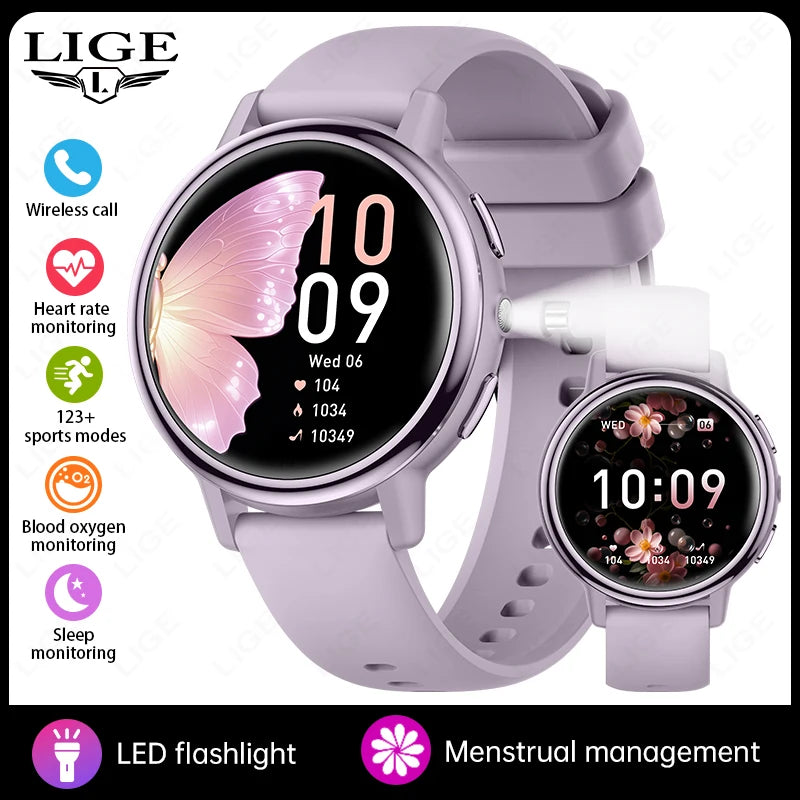 Reloj inteligente LIGE para mujer con pantalla AMOLED y llamadas Bluetooth