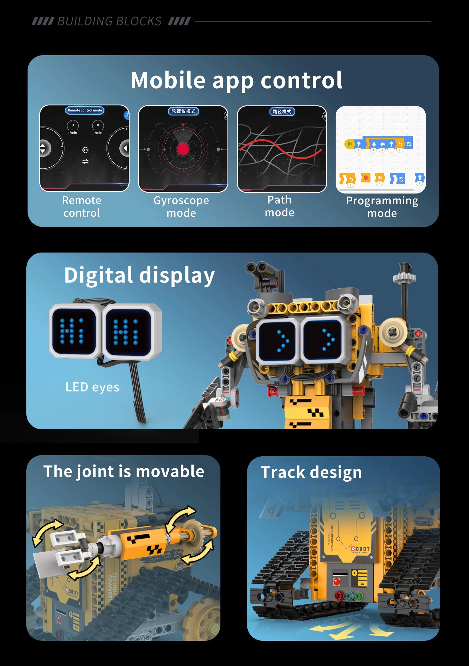 Montaje de modelo de robot transformable 5 en 1 con pantalla Digital, juguete de bloques de construcción de robot de control remoto, juguete para regalo para niños