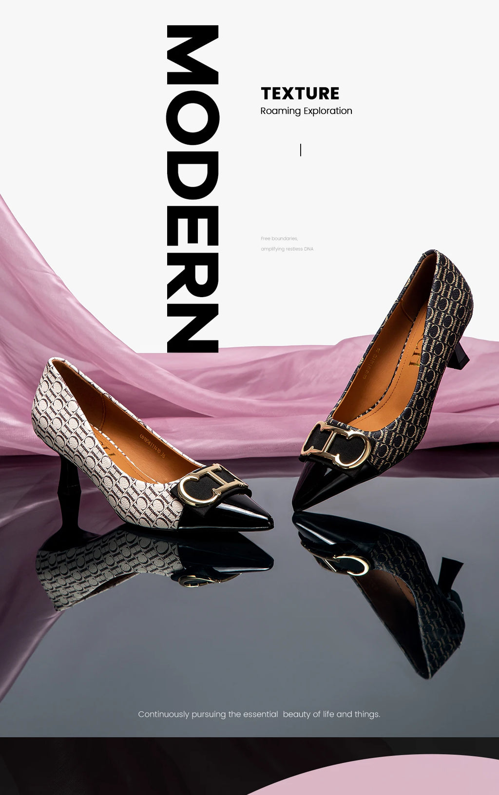 Zapatos de Tacón Clásicos con Estampado para Mujer — Punta Fina