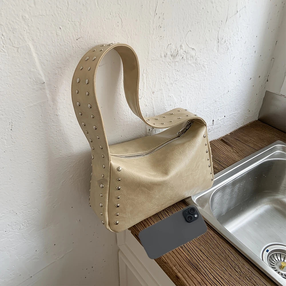 Bolso Retro Pequeño de Hombro para Mujer con Remaches