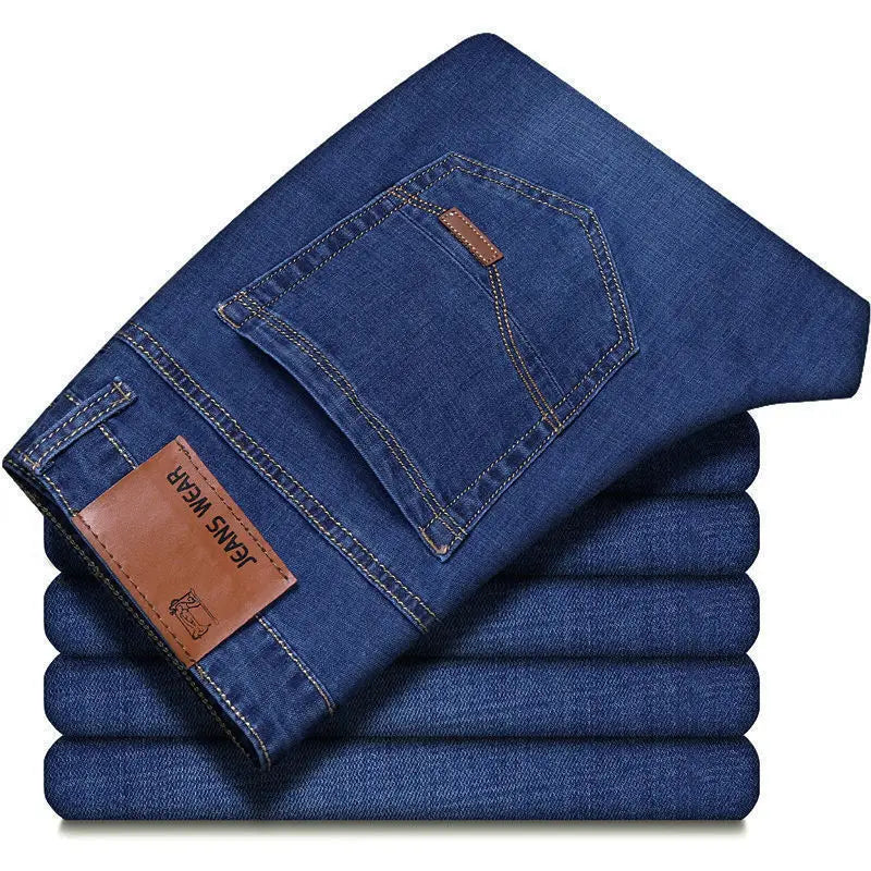Pantalones Vaqueros Rectos para Hombre, Ajustados Elásticos, Negocios