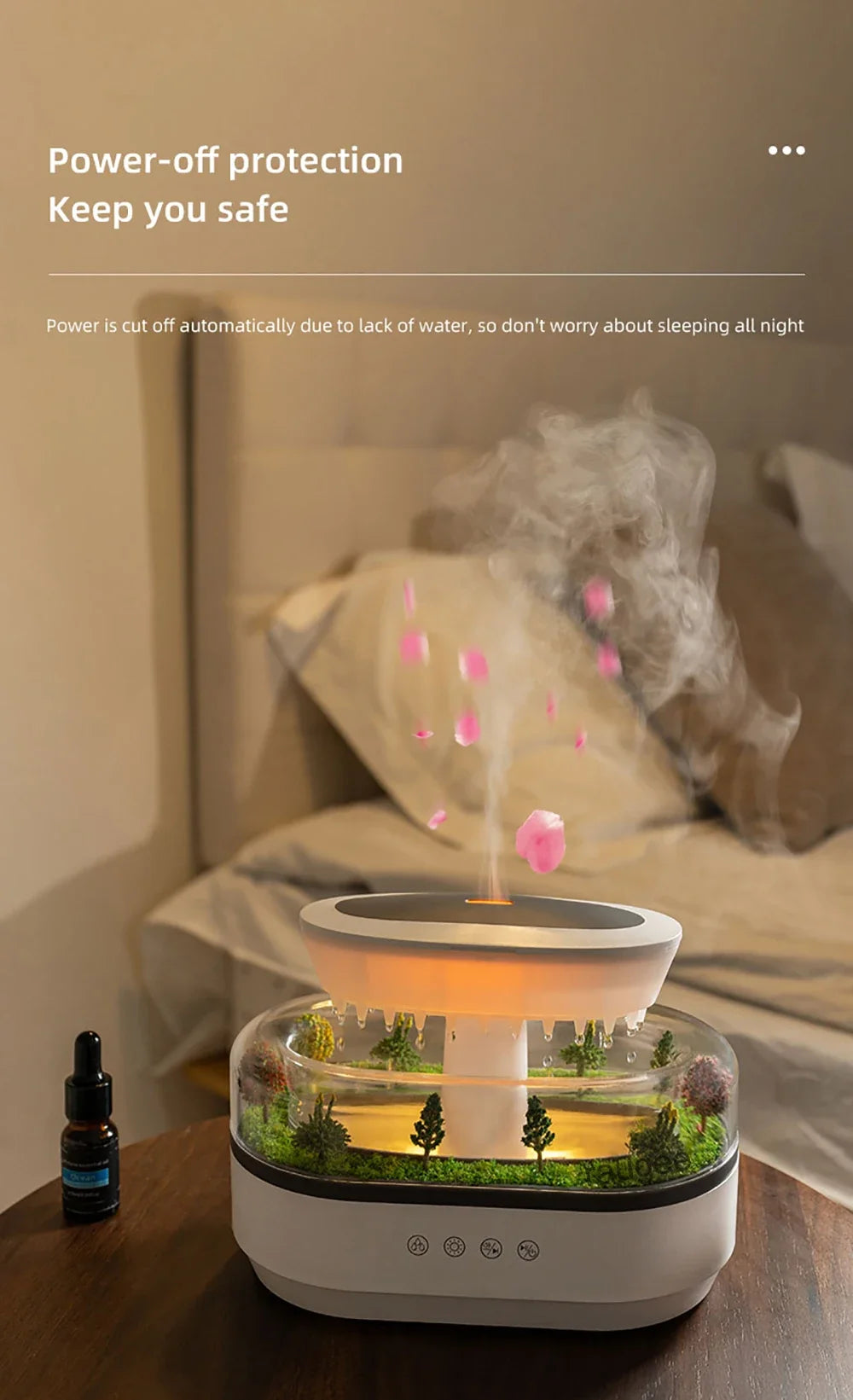 Nuevo humidificador de aire de gota de lluvia, humidificador de Aroma, luz de ambiente colorida, ruido blanco, música esencial, difusor de fragancia de aceite para el hogar