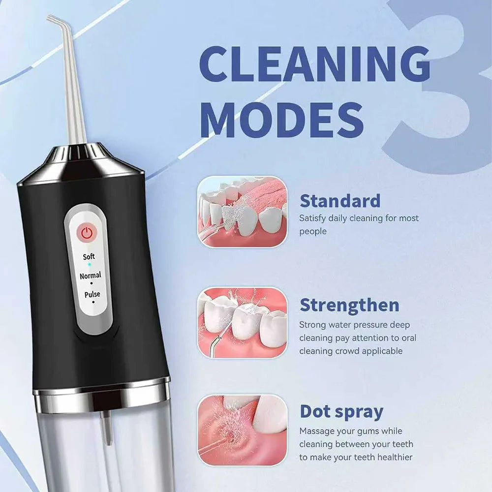 Irrigador de agua Dental inalámbrico portátil, irrigador de dientes bucales resistente al agua recargable de viaje, 4 modos Ipx7