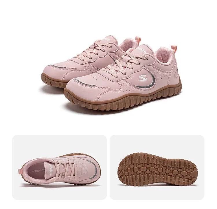 HOBIBEAR Zapatos de punta ancha Zapatillas de deporte unisex artificiales descalzas Zapatos de viaje al aire libre con cordones casuales para mujeres y hombres