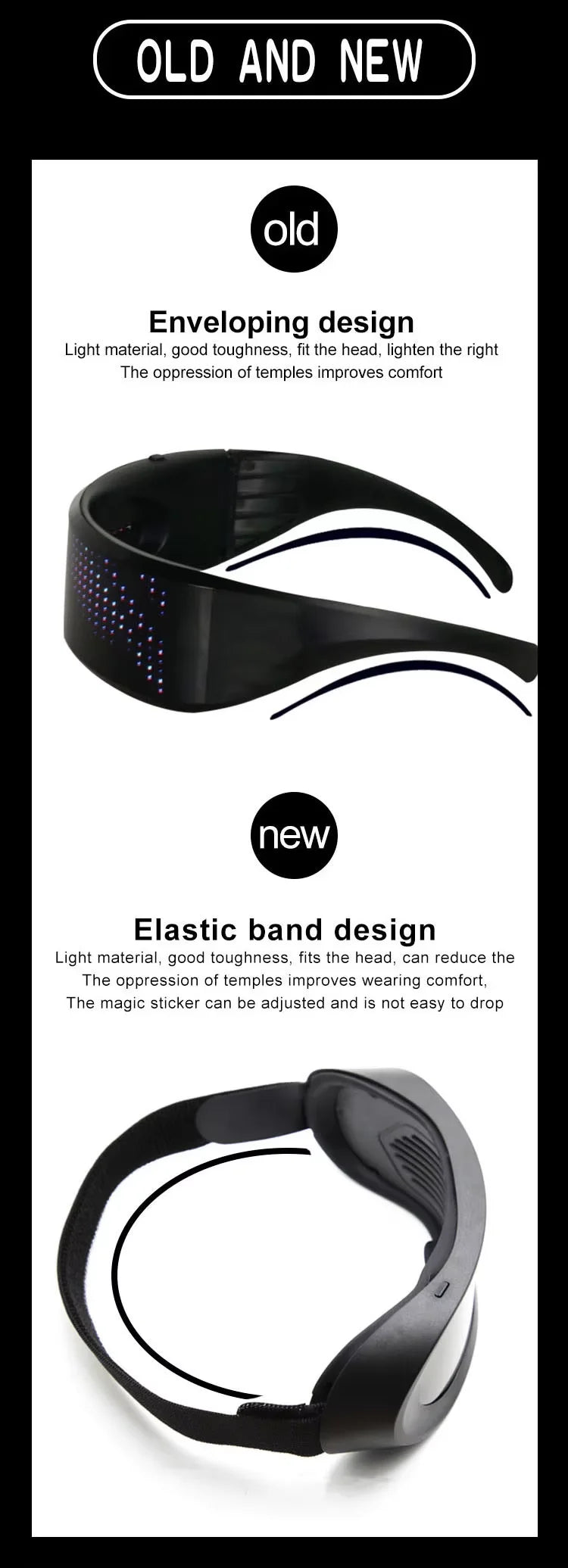 Gafas LED brillantes a todo Color, Control por aplicación Bluetooth, gafas luminosas dinámicas programables para fiestas de festivales Raves