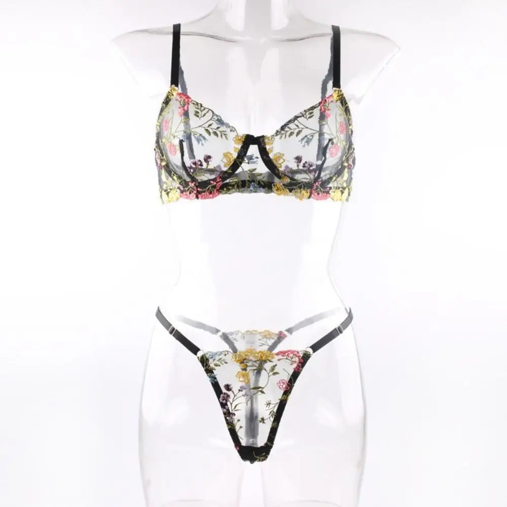 Conjunto de Lencería Floral de 2 Piezas