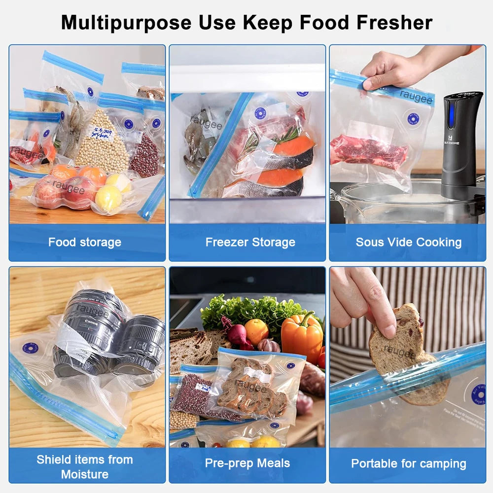 Bolsas de vacío reutilizables para almacenamiento de alimentos sin BPA
