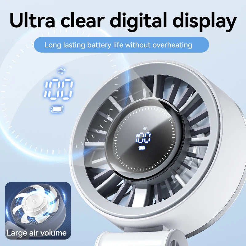 Ventilador Portátil de Mano con Pantalla Digital y 100 Velocidades