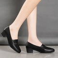Zapatos de Trabajo para Mujer: Mocasines Ligeros y Transpirables con Tacón Cuadrado, Calzado de Oficina de PU Suave, Ideal para Uso Diario y Desplazamientos