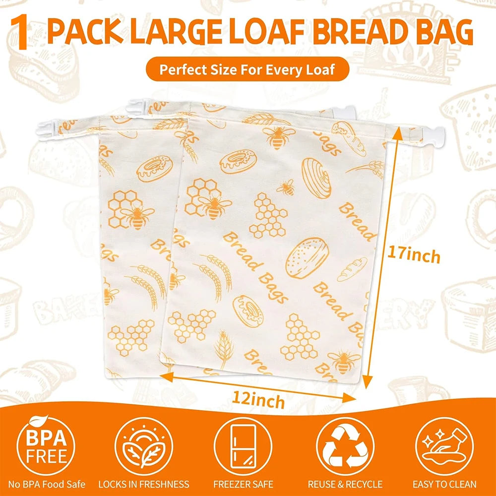 Bolsas Reutilizables para Pan de Cera de Abeja LMETJMA, Bolsas de Almacenamiento de Pan de Lino y Algodón, Herméticas para Mantener la Frescura del Pan Casero