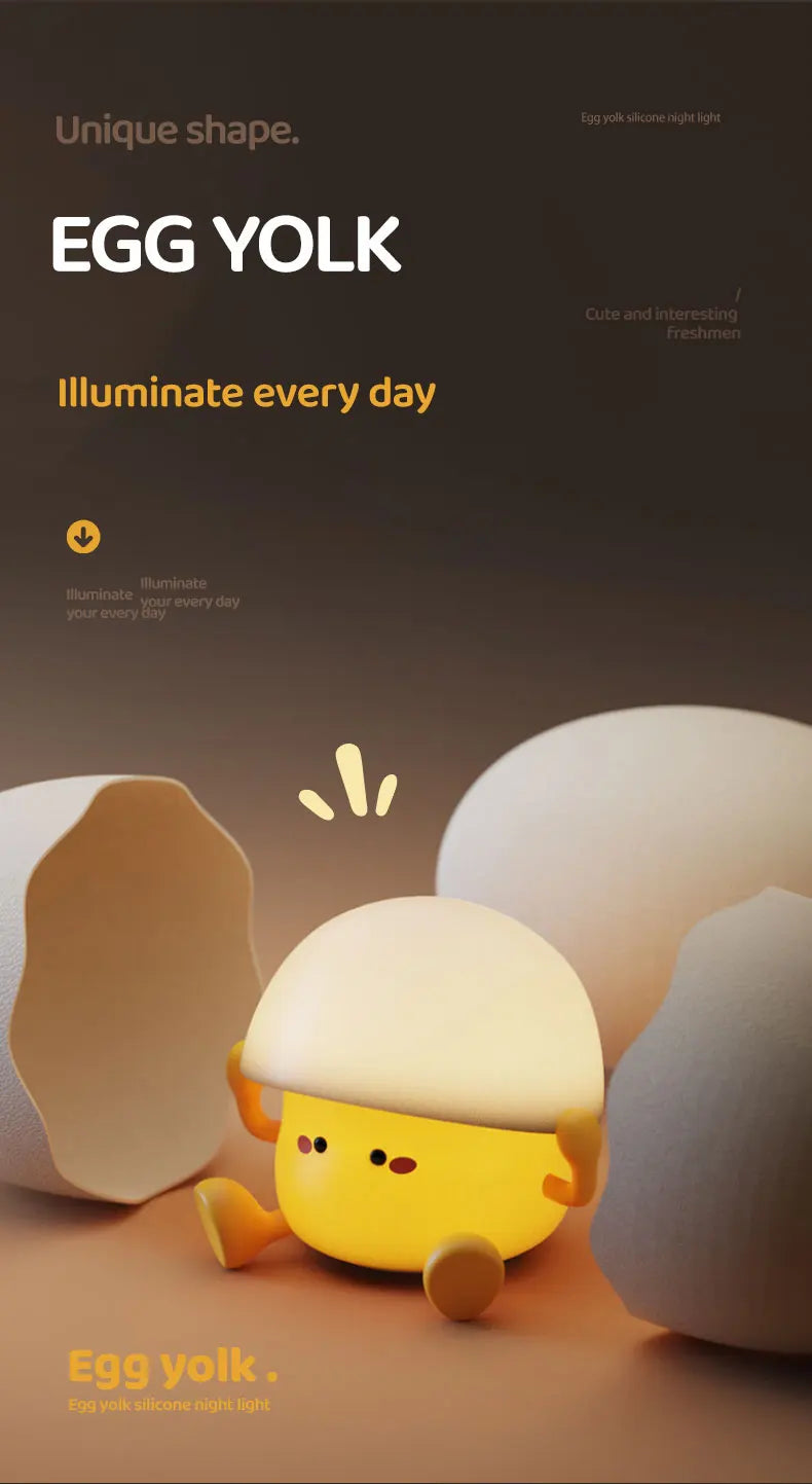 Bonita luz nocturna, lámpara de yema de huevo, lámpara de seta, decoración creativa de escritorio, carga USB, luz nocturna interior para niños, regalo de cumpleaños