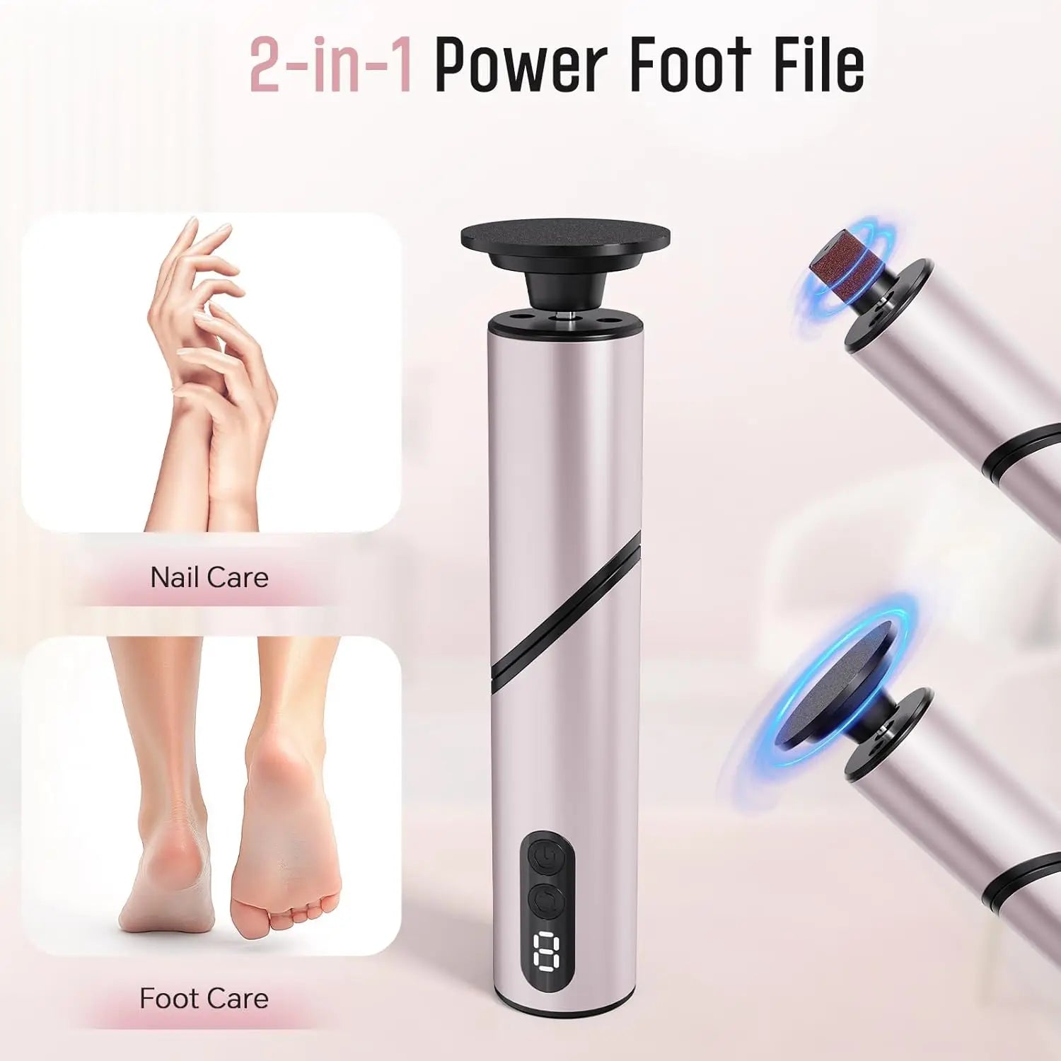    Removedor de callos de pies eléctrico plegable, exfoliación de pies, 9 velocidades ajustables, depurador de pies para pedicura de piel muerta agrietada