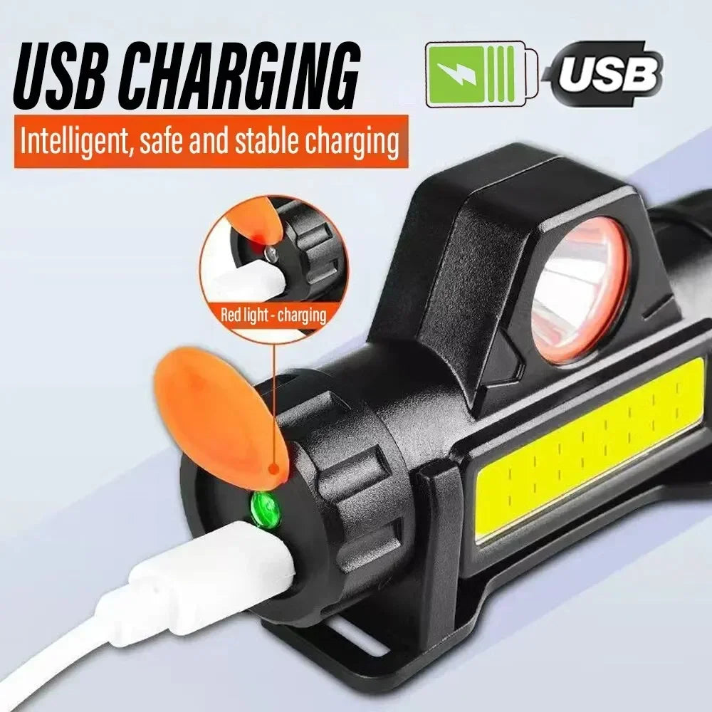 Linterna Frontal LED Recargable para Pesca y Camping XPE COB